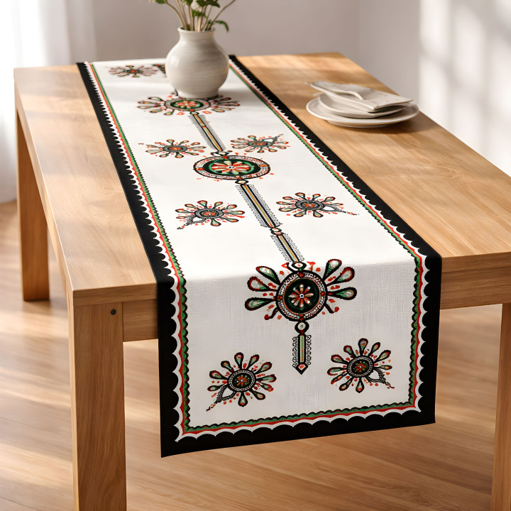 Dekoracyjny biały bieżnik, Styl góralski bieżnik