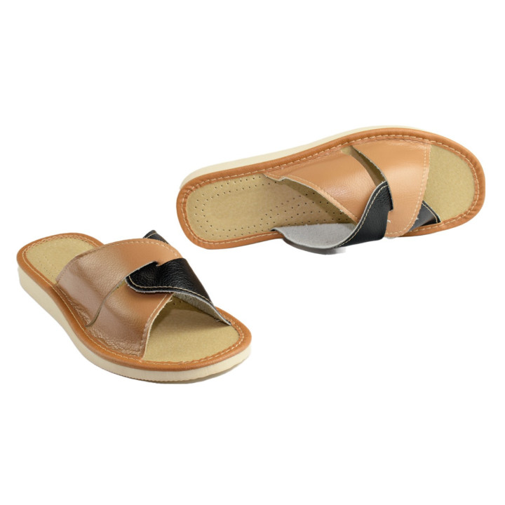 Spokojne pantofle damskie, laczki domowe damskie łączone kolorami