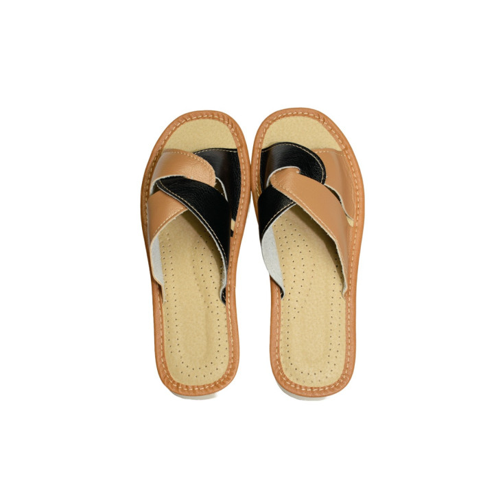 Spokojne pantofle damskie, laczki domowe damskie łączone kolorami