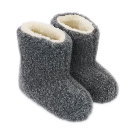 Ciemne bambosze domowe, kapcie wełniane góralskie puchate - numer 226