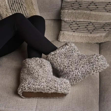 Wełniane bambosze domowe, szare bamboszki uniwersalne - numer 224