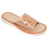 Brązowe pantofle damskie domowe "Rozeta", wygodne ciapy damskie domowe