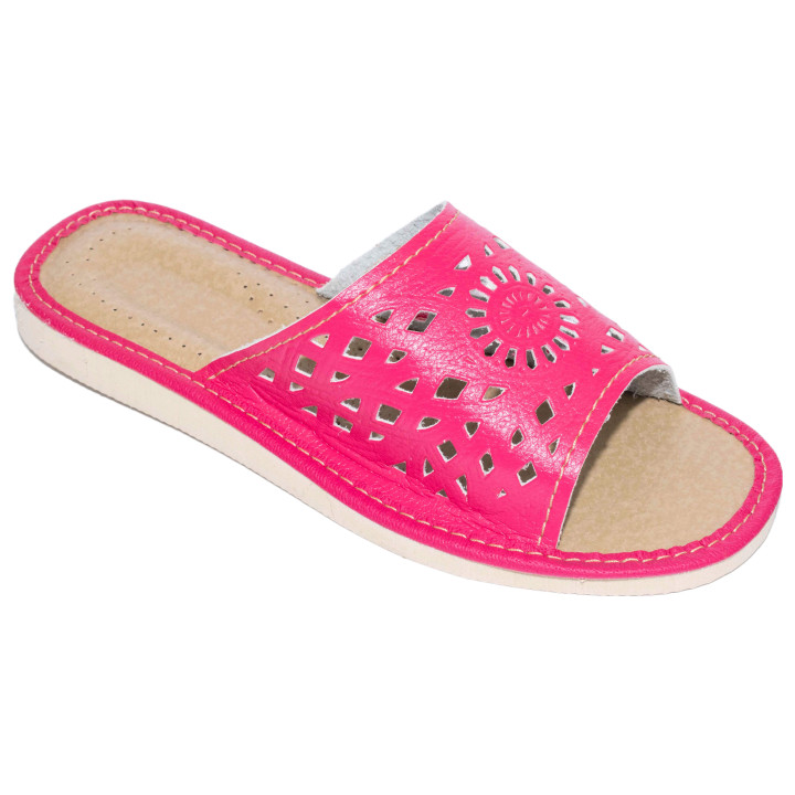 Różowe pantofle damskie domowe "Rozeta", wygodne ciapy damskie domowe - numer 137