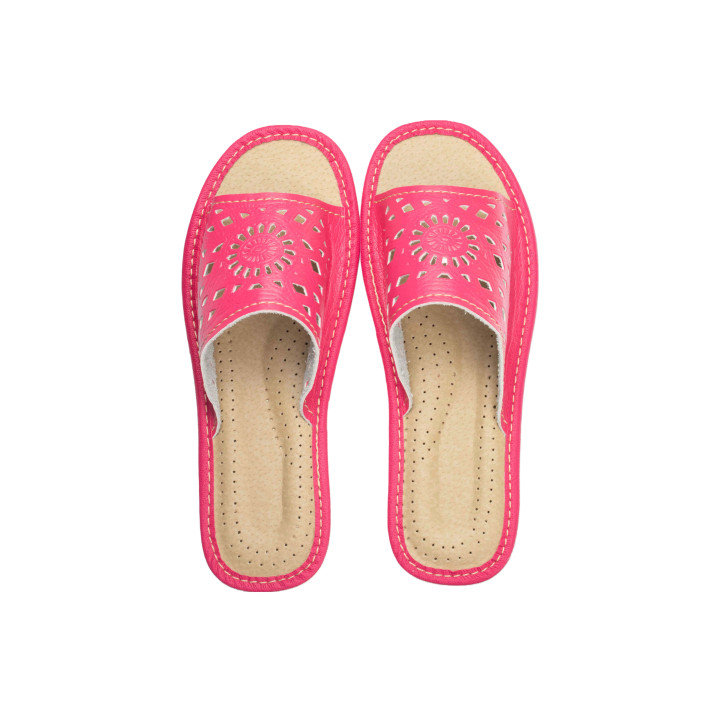 Różowe pantofle damskie domowe "Rozeta", wygodne ciapy damskie domowe - numer 137