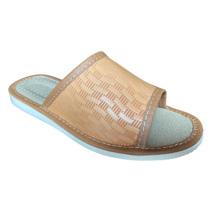 Kapcie damskie w prostokąty, odkryte laczki domowe