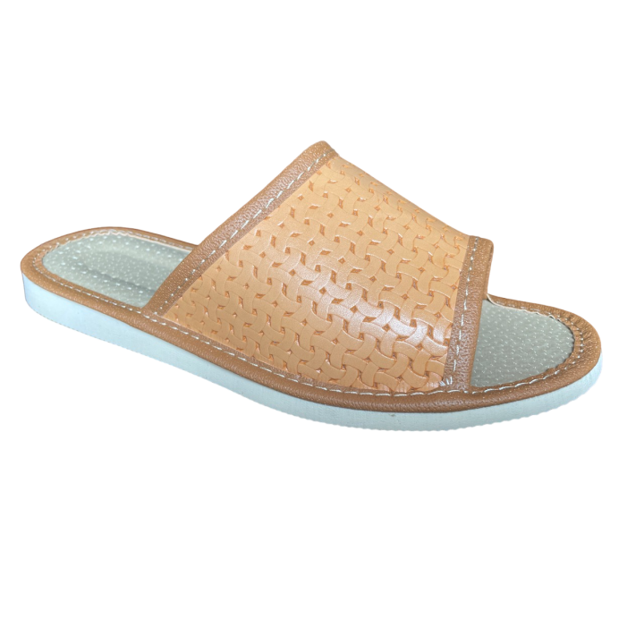 Przeplatane kapcie damskie domowe, laczki dla Pań, domowe buty damskie