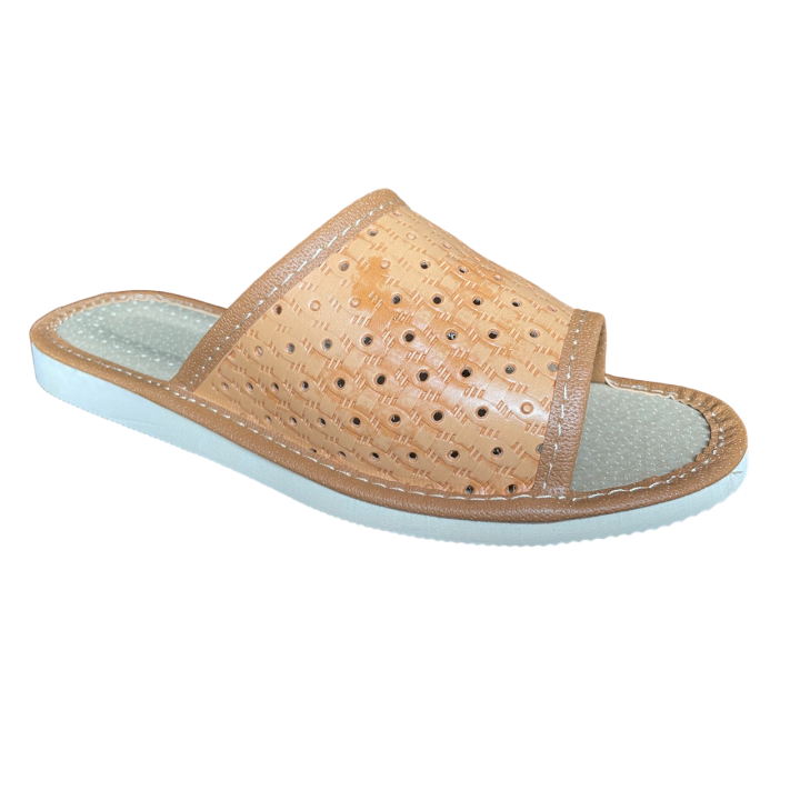 Otwarte pantofle domowe damskie, lacie, laczki domowe damskie jasne