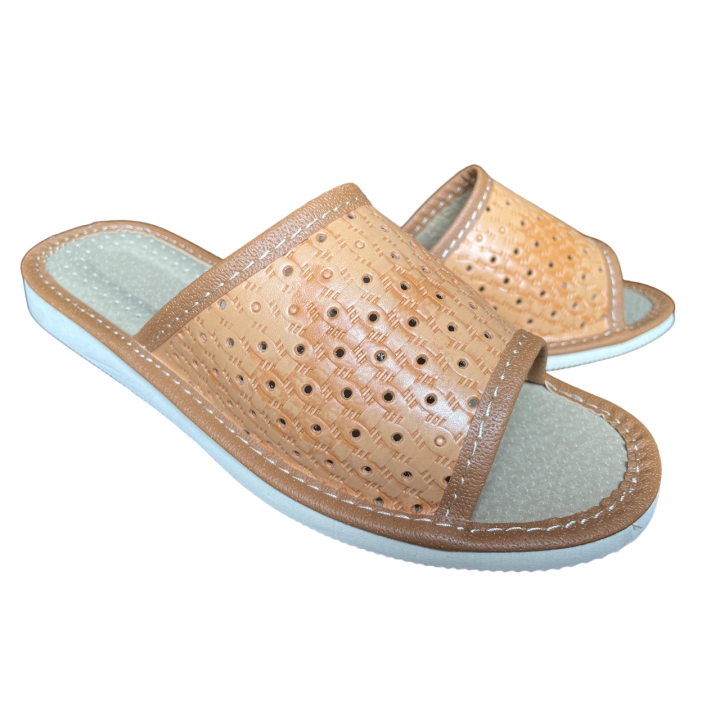 Otwarte pantofle domowe damskie, lacie, laczki domowe damskie jasne