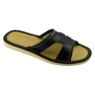 Pantofle damskie przewiewne z wycięciami na bokach, laczki domowe damskie czarne