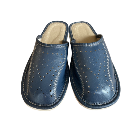 Granatowe papcie domowe męskie, góralskie klapki domowe męskie - numer 125