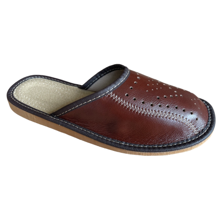 Brązowe cichobiegi męskie, zakopiańskie pantofle domowe męskie - numer 126
