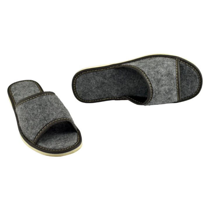 Filcowanie kapcie damskie, 100% naturalny włoski filc, szare kapcie damskie