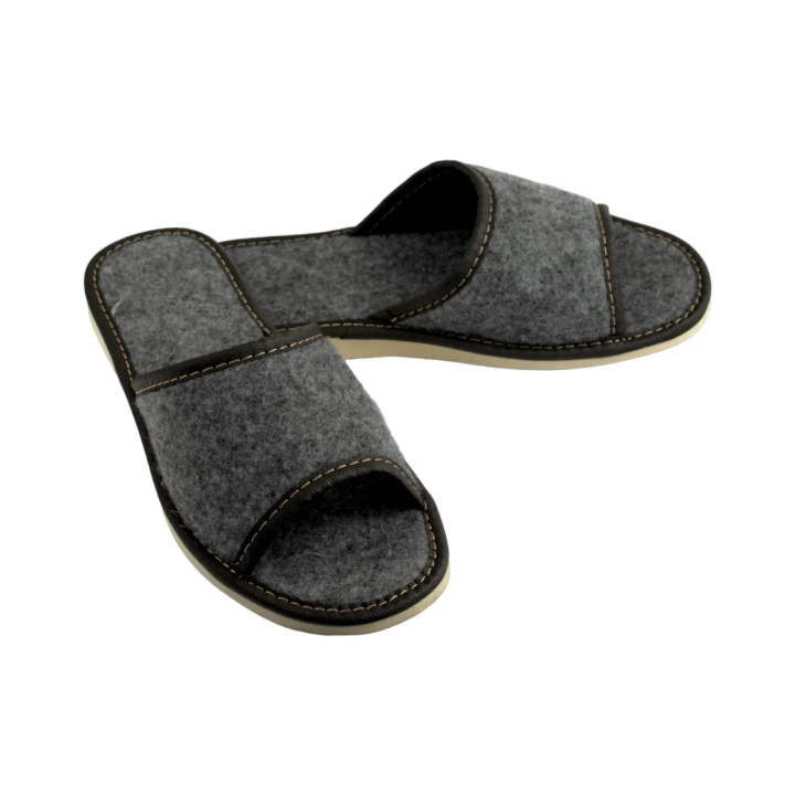 Filcowanie kapcie damskie, 100% naturalny włoski filc, szare kapcie damskie