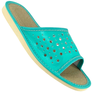 Zielone kapcie domowe, pantofle dla gości, wygodne laczki damskie