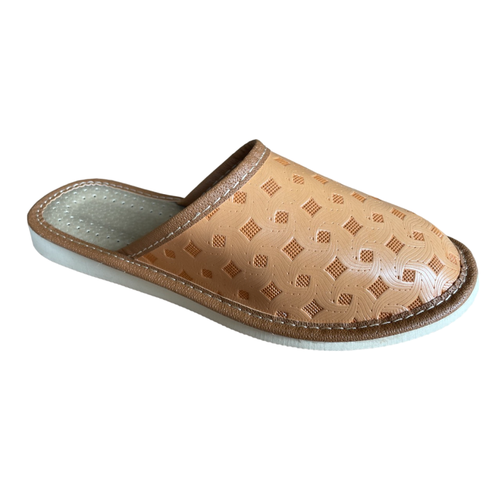 Jasne pantofle domowe damskie, ciapy damskie domowe kryte - numer 121