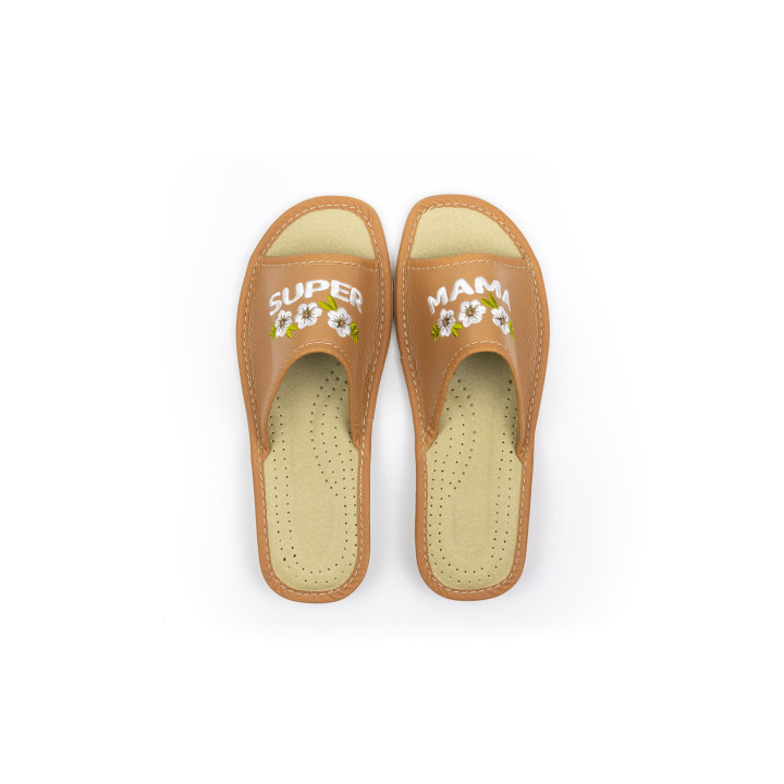 Kapcie dla mamy, spokojne pantofle damskie z napisem Super Mama, na prezent - numer 090