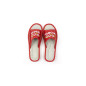 Skórkowe czerwone kapcie dla Babci, pantofle damskie z napisem "Super Babcia"