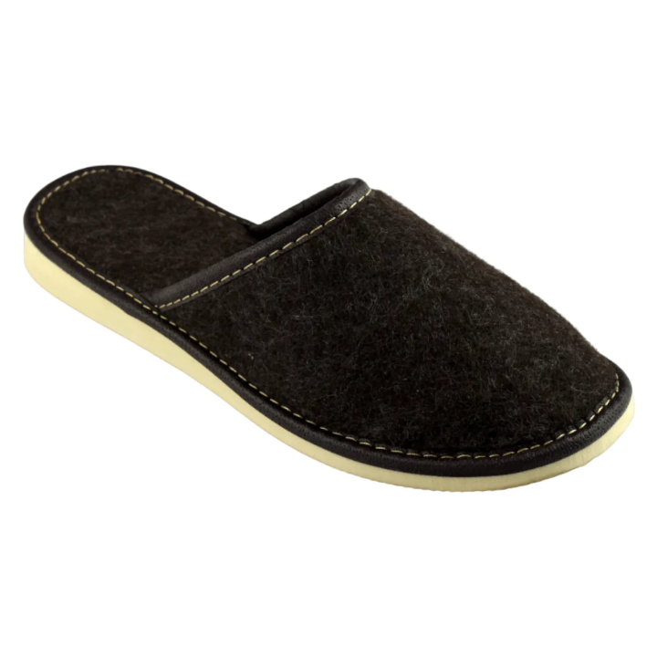 Kryte kapcie filcowane damskie z naturalnych materiałów