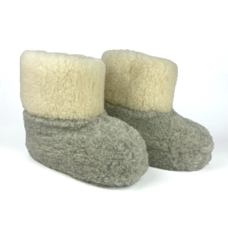 Szare Bambosze wełniane góralskie, wełna 100% - CERTYFIKAT - numer 351