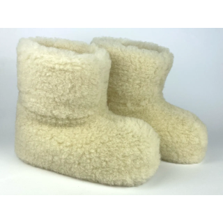 Białe Bambosze wełniane góralskie, wełna 100% - CERTYFIKAT - numer 352