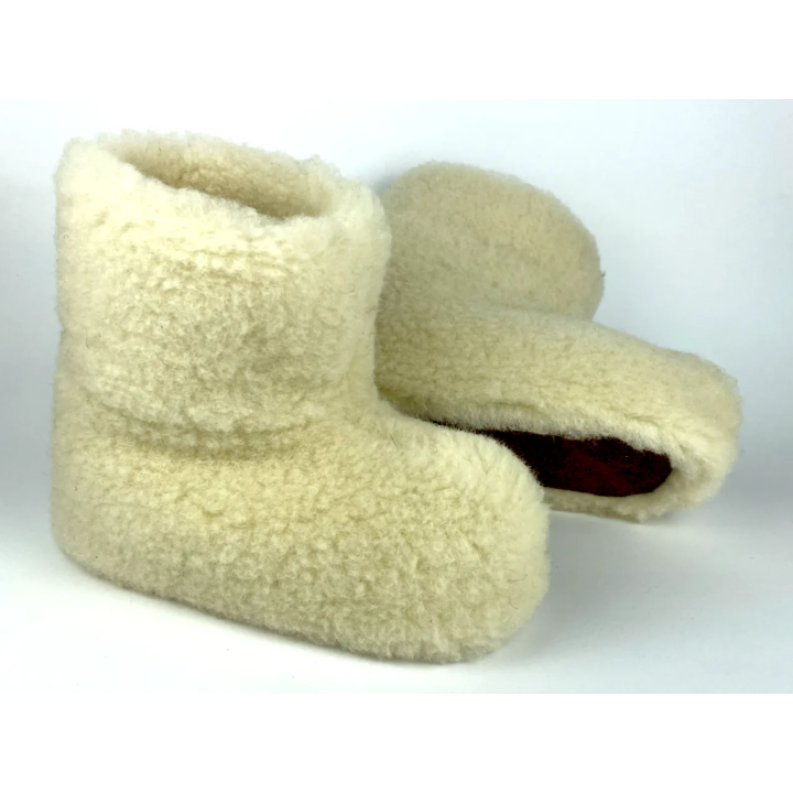 Białe Bambosze wełniane góralskie, wełna 100% - CERTYFIKAT