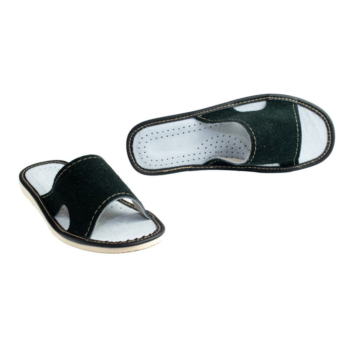 Pantofle zamszowe damskie, kapcie damskie pantofle laczki czarne