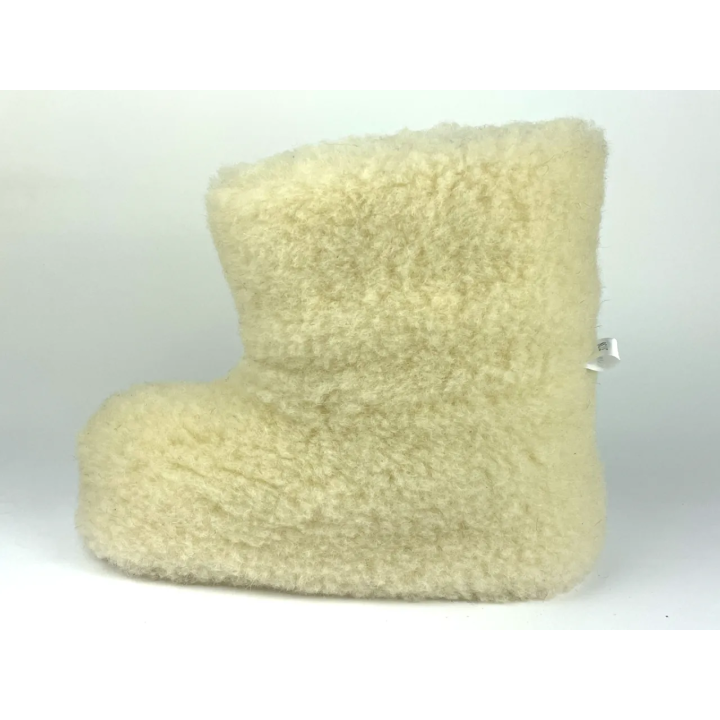 Białe Bambosze wełniane góralskie, wełna 100% - CERTYFIKAT