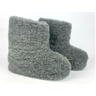 Grafitowe Bambosze wełniane góralskie, wełna 100% - CERTYFIKAT - numer 354