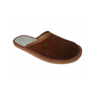 Kryte skórzane pantofle męskie, zamszowe klapki domowe