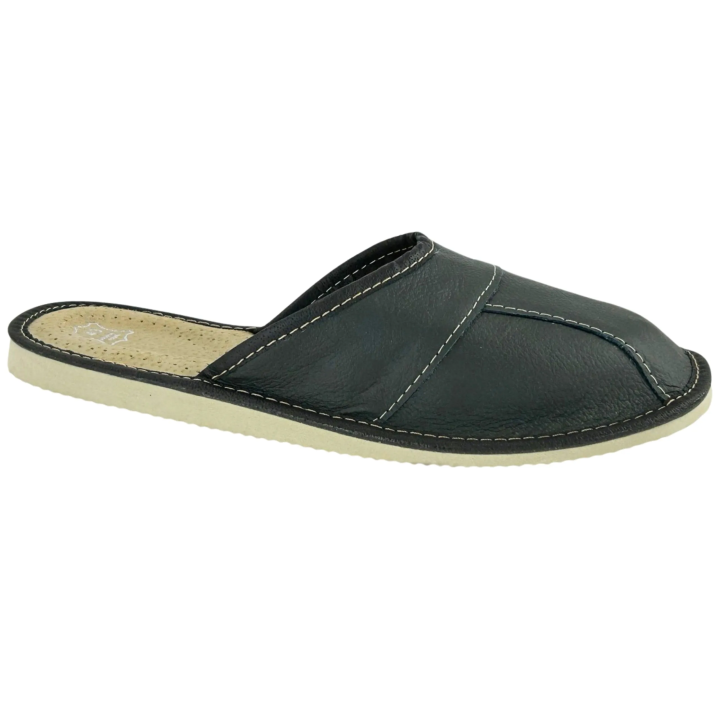 Szare pantofle męskie, łączone z 4 elementów