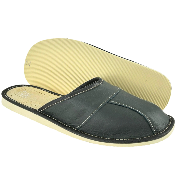 Szare pantofle męskie, łączone z 4 elementów