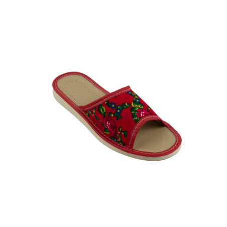 Pantofle damskie domowe z góralskim motywem czerwone, kapcie góralskie - numer 265