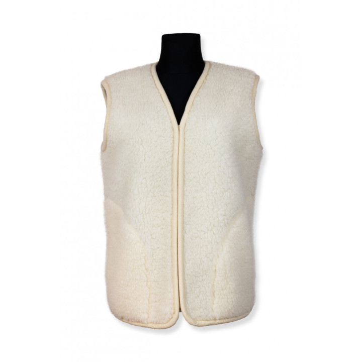 Wełniana kamizelka damska biała, ciepły bezrękawnik góralski