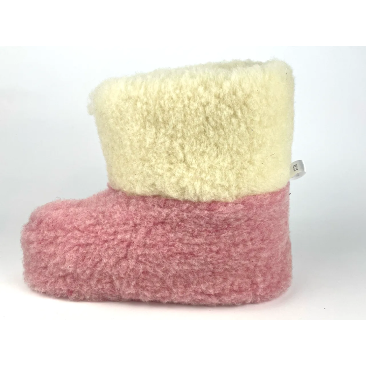 Biało-Różowe Bambosze wełniane góralskie, wełna 100% - CERTYFIKAT