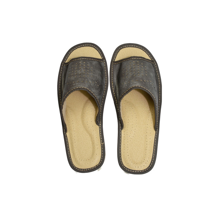 Odkryte kapcie męskie, pantofle męskie domowe z wzorem "Korona"