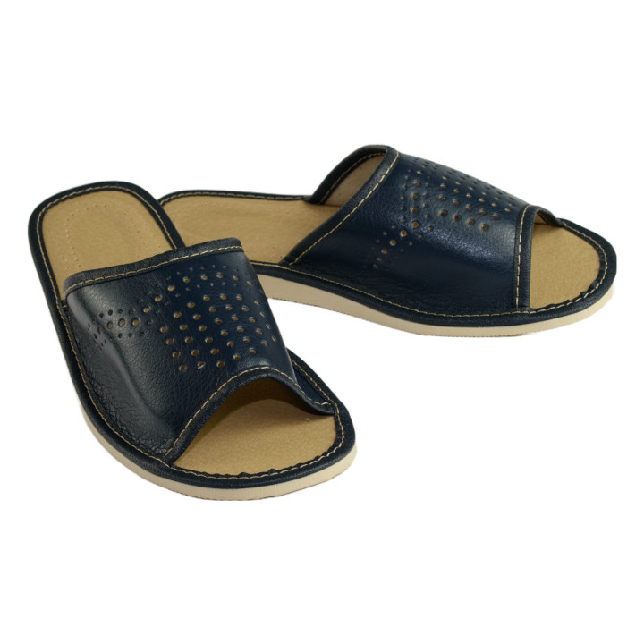 Ciemno-granatowe pantofle męskie domowe, laczki dla Panów