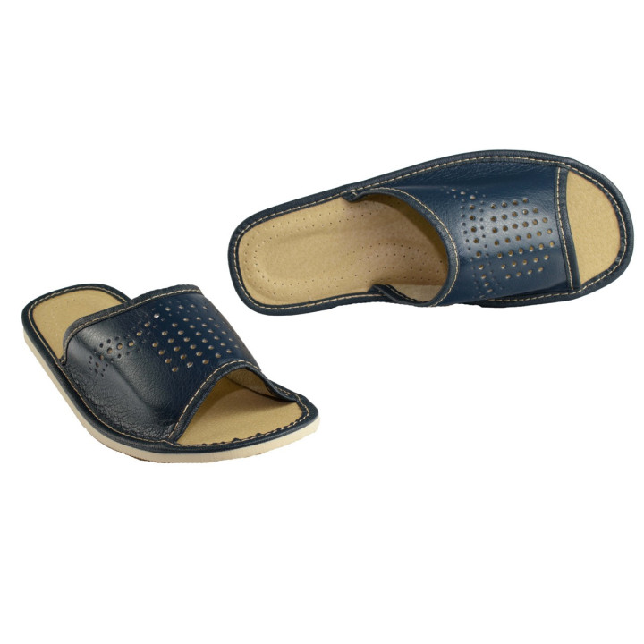 Ciemno-granatowe pantofle męskie domowe, laczki dla Panów