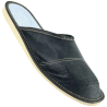 Skórzane, szare kryte pantofle męskie z profilowaną wkładką