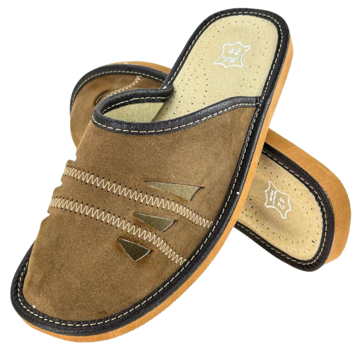 Welurowe zakryte papucie męskie, wytrzymałe laczki męskie