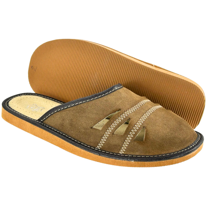 Welurowe zakryte papucie męskie, wytrzymałe laczki męskie