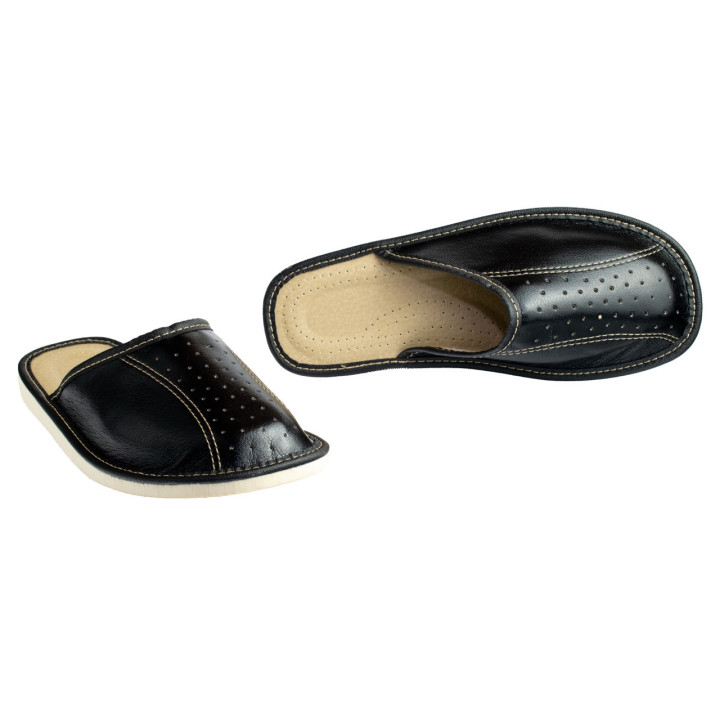 Czarne wygodne pantofle domowe, cichobiegi męskie