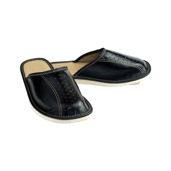 Czarne wygodne pantofle domowe, cichobiegi męskie