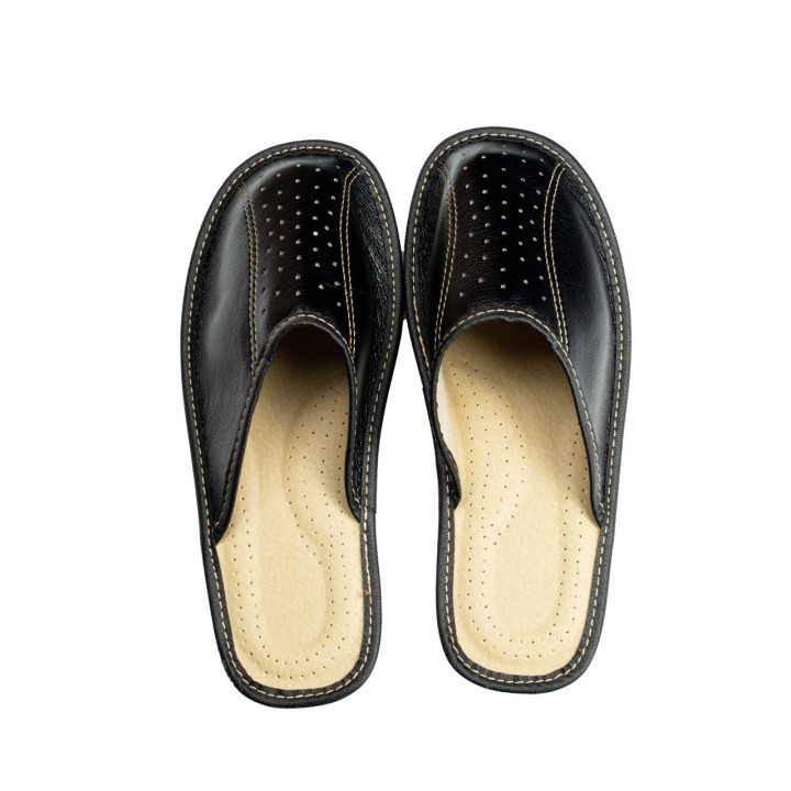 Czarne wygodne pantofle domowe, cichobiegi męskie