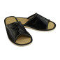 "Korona" - czarne pantofle męskie odkryte, profilowane laczki męskie - numer 037