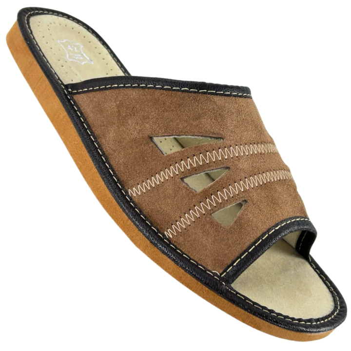 Odkryte welurowe cichobiegi męskie, kapcie klapki męskie domowe