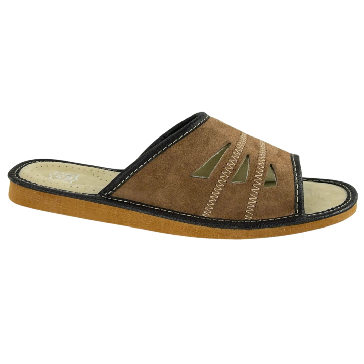 Odkryte welurowe cichobiegi męskie, kapcie klapki męskie domowe