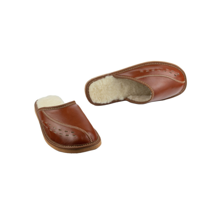 Kapcie męskie ocieplane, jasno brązowe laczki męskie domowe, cichobiegi