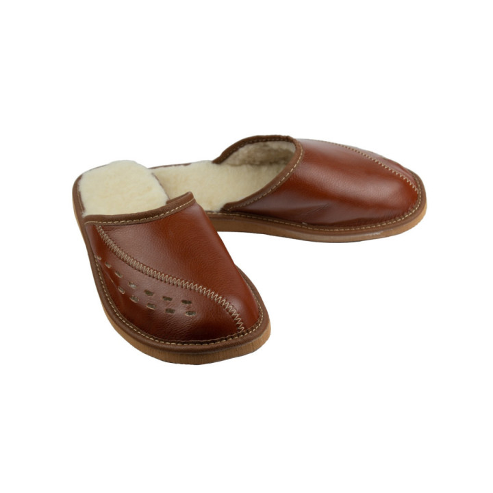 Kapcie męskie ocieplane, jasno brązowe laczki męskie domowe, cichobiegi