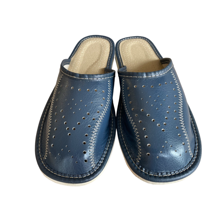 Granatowe papcie domowe męskie, góralskie klapki domowe męskie - numer 125